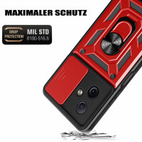 Outdoor Panzer Hülle Motorola Moto G54 Handyhülle mit Kameraschutz Ringhalter Rot