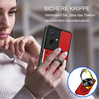 Outdoor Panzer Hülle Motorola Moto G54 Handyhülle mit Kameraschutz Ringhalter Rot