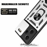 Outdoor Panzer Hülle Xiaomi Redmi Note 13 Pro+ Handyhülle Kameraschutz Ringhalte Silber