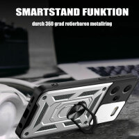 Outdoor Panzer Hülle Xiaomi Redmi Note 13 Pro+ Handyhülle Kameraschutz Ringhalte Silber