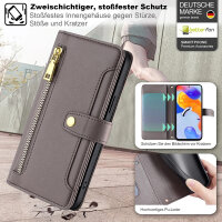 Handykette Xiaomi Hülle mit Band Handyhülle Kartenfächer PU Leder Umhängetasche Redmi Note 11 Pro / Redmi Note 12 Pro 4G Grau
