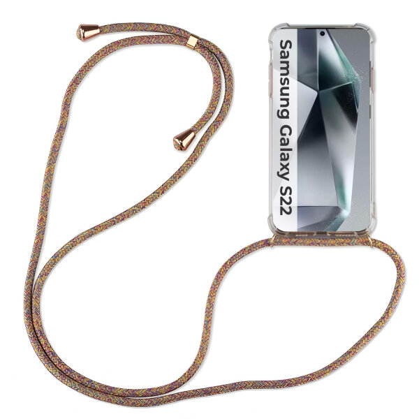 Handykette für Samsung S21 S22 S23 S24 FE Plus Ultra Handyhülle mit Band Hülle Galaxy S22 Rainbow