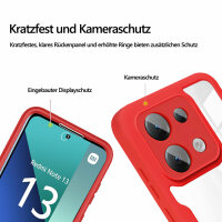 360° Grad Hülle Xiaomi Redmi Note 13 4G vollschutz Integriertem Displayschutz Rot