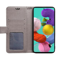 Handy Tasche für Samsung Galaxy A51 SM-A515 Hülle Case Buchhülle Klapphülle TPU Mandala Grau