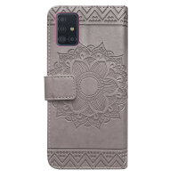 Handy Tasche für Samsung Galaxy A51 SM-A515 Hülle Case Buchhülle Klapphülle TPU Mandala Grau