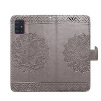 Handy Tasche für Samsung Galaxy A51 SM-A515 Hülle Case Buchhülle Klapphülle TPU Mandala Grau