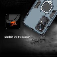 Xiaomi 12T, Hülle Schutzhülle Handyhülle Silikon Case 360° Drehbarer Ring Türkis