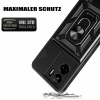 Outdoor Panzer Hülle Honor 90 Lite Handyhülle mit Slide Kameraschutz Ringhalter Schwarz