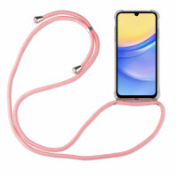 Handykette für Samsung Galaxy A15 Handyhülle mit Band Case Hülle mit Kordel Hand Rosa