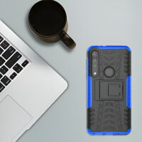 Handy Tasche Lenovo Motorola Panzer Hülle Hybrid Case Cover Schutzhülle Bumper Motorola Moto G8 Play Blau