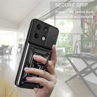 Outdoor Panzer Hülle Xiaomi Redmi Note 13 5G Handyhülle Kameraschutz Ringhalter  Schwarz