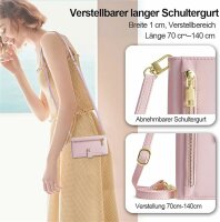 Handykette Xiaomi Hülle mit Band Handyhülle Kartenfächer PU Leder Umhängetasche Redmi A3 Rosa