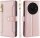 Handykette Xiaomi Hülle mit Band Handyhülle Kartenfächer PU Leder Umhängetasche Redmi A3 Rosa