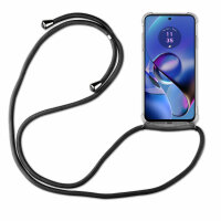 Handykette für Motorola Moto G54 Handyhülle mit Band Hülle mit Schnur Back Cover Schwarz