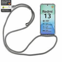 Handykette für Xiaomi Redmi 13 / Poco M6 Handyhülle mit Band Hülle mit Kordel Grau