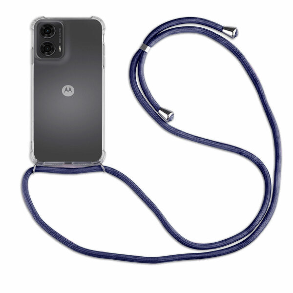 Handykette für Motorola Moto G85 Smartphone Halskette Hülle Handyhülle mit Korde Blau