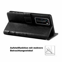Huawei Handy Tasche Handyhülle Schutz Hülle Blumen Flip Cover Buch Case Etui Huawei P40 Pro Blau
