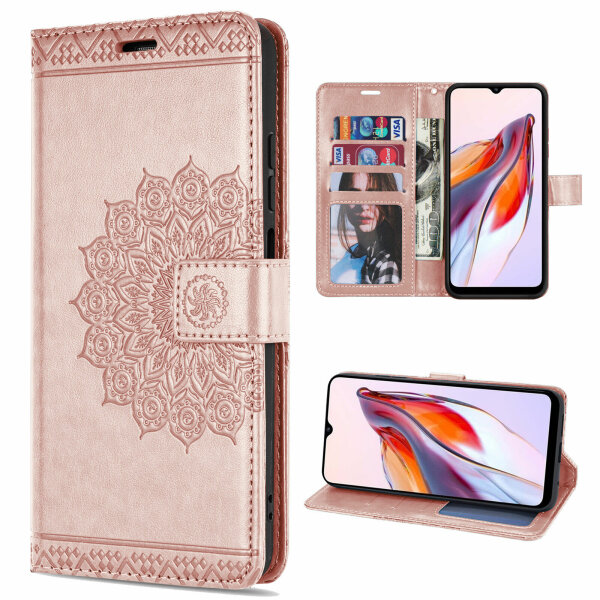 Hülle für Xiaomi Redmi 12C Handyhülle Handy Tasche Klapphülle Wallet Case Etui Rosegold