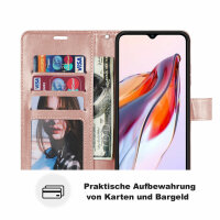 Hülle für Xiaomi Redmi 12C Handyhülle Handy Tasche Klapphülle Wallet Case Etui Rosegold