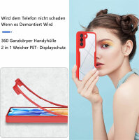 360° Grad Hülle für Samsung Galaxy S21 FE 5G mit Integriertem Displayschutz Rot