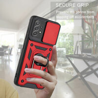 Outdoor Panzer Hülle für Samsung Galaxy A52 mit Kameraschutz Ringhalter Bumper Rot