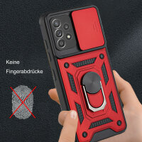 Outdoor Panzer Hülle für Samsung Galaxy A52 mit Kameraschutz Ringhalter Bumper Rot