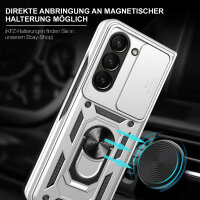 Outdoor Panzer Hülle für Samsung Galaxy Z Fold 5 mit Kameraschutz Ringhalter  Silber