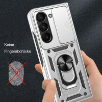Outdoor Panzer Hülle für Samsung Galaxy Z Fold 5 mit Kameraschutz Ringhalter  Silber