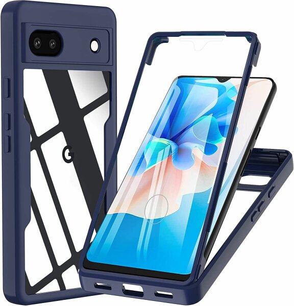 360° Hülle für Google Pixel 6A Rundum vollschutz mit Integriertem Displayschutz Blau