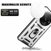 Outdoor Panzer Hülle Xiaomi Redmi A3 Handyhülle mit Kameraschutz Ringhalter Case Silber