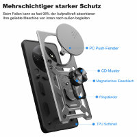 Outdoor Panzer Hülle Xiaomi Redmi A3 Handyhülle mit Kameraschutz Ringhalter Case Silber