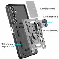 Outdoor Panzer Hülle für Samsung Galaxy S23 FE mit Kameraschutz Ringhalter Case Silber