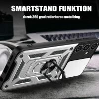 Outdoor Panzer Hülle für Samsung Galaxy S23 FE mit Kameraschutz Ringhalter Case Silber