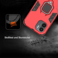 Xiaomi Redmi A1, Hülle Schutzhülle Handyhülle Silikon Case 360° Drehbarer Ring Rot