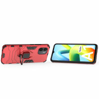 Xiaomi Redmi A1, Hülle Schutzhülle Handyhülle Silikon Case 360° Drehbarer Ring Rot
