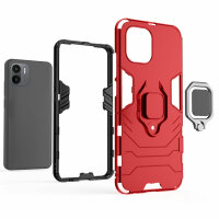 Xiaomi Redmi A1, Hülle Schutzhülle Handyhülle Silikon Case 360° Drehbarer Ring Rot