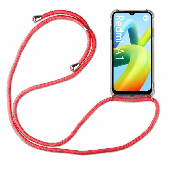 Handykette für Xiaomi Redmi A1 Handyhülle mit Band Hülle mit Kordel Handy Tasche Rot
