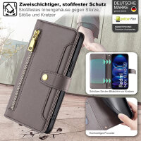 Handykette Xiaomi Hülle mit Band Handyhülle Kartenfächer PU Leder Umhängetasche Redmi Note 12 Pro 5G / Poco X5 Pro 5G Grau