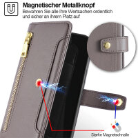 Handykette Xiaomi Hülle mit Band Handyhülle Kartenfächer PU Leder Umhängetasche Redmi Note 12 Pro 5G / Poco X5 Pro 5G Grau