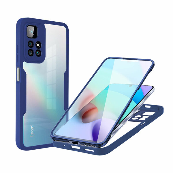 360° Grad Hülle Xiaomi Redmi 10 2022 Handyhülle mi Integriertem Displayschutz Blau