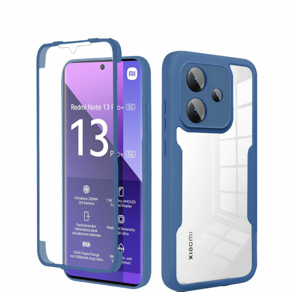 360° Grad Hülle Xiaomi Redmi Note 13 Pro+ 5G mit Integriertem Displayschutz Blau