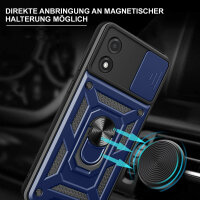 Outdoor Panzer Hülle Motorola Moto E13 Handyhülle mit Kameraschutz Ringhalter Blau