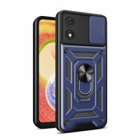 Outdoor Panzer Hülle Motorola Moto E13 Handyhülle mit Kameraschutz Ringhalter Blau