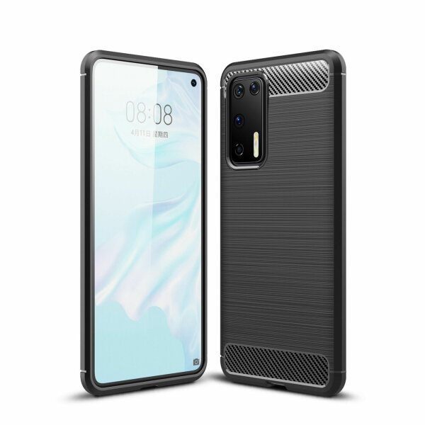 Huawei P40 Carbon Hülle Schutzhülle TPU Case Bumper Outdoor Cover Handy Tasche