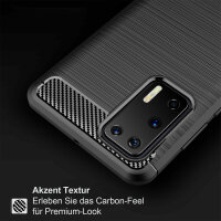 Huawei P40 Carbon Hülle Schutzhülle TPU Case Bumper Outdoor Cover Handy Tasche