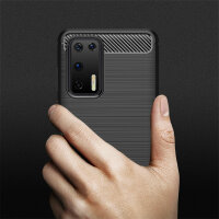 Huawei P40 Carbon Hülle Schutzhülle TPU Case Bumper Outdoor Cover Handy Tasche