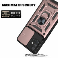 Outdoor Panzer Hülle für Samsung Galaxy A51 mit Kameraschutz Ringhalter  Rosegold