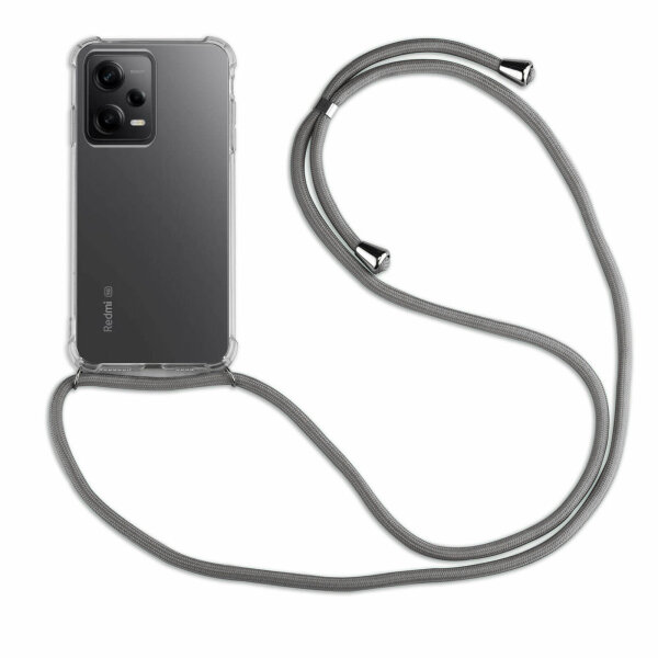 Handykette für Xiaomi Redmi Note 12 Pro+ Handyhülle mit Band Hülle mit Kordel Grau