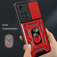 Outdoor Panzer Hülle Xiaomi Redmi Note 11 Pro+ Handyhülle Kameraschutz Ringhalte Rot