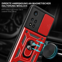 Outdoor Panzer Hülle Xiaomi Redmi Note 11 Pro+ Handyhülle Kameraschutz Ringhalte Rot
